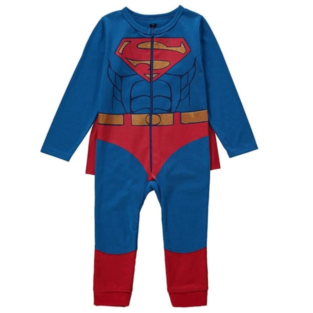 Baby Boys SUPERMAN Romper w Cape Costume Sleeper Pajamas Size  18 mo 24mo NWT